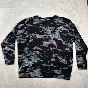 Athleta Lux Pink Black Camo Print Studio to Street Printed Sweatshirt Size Large
